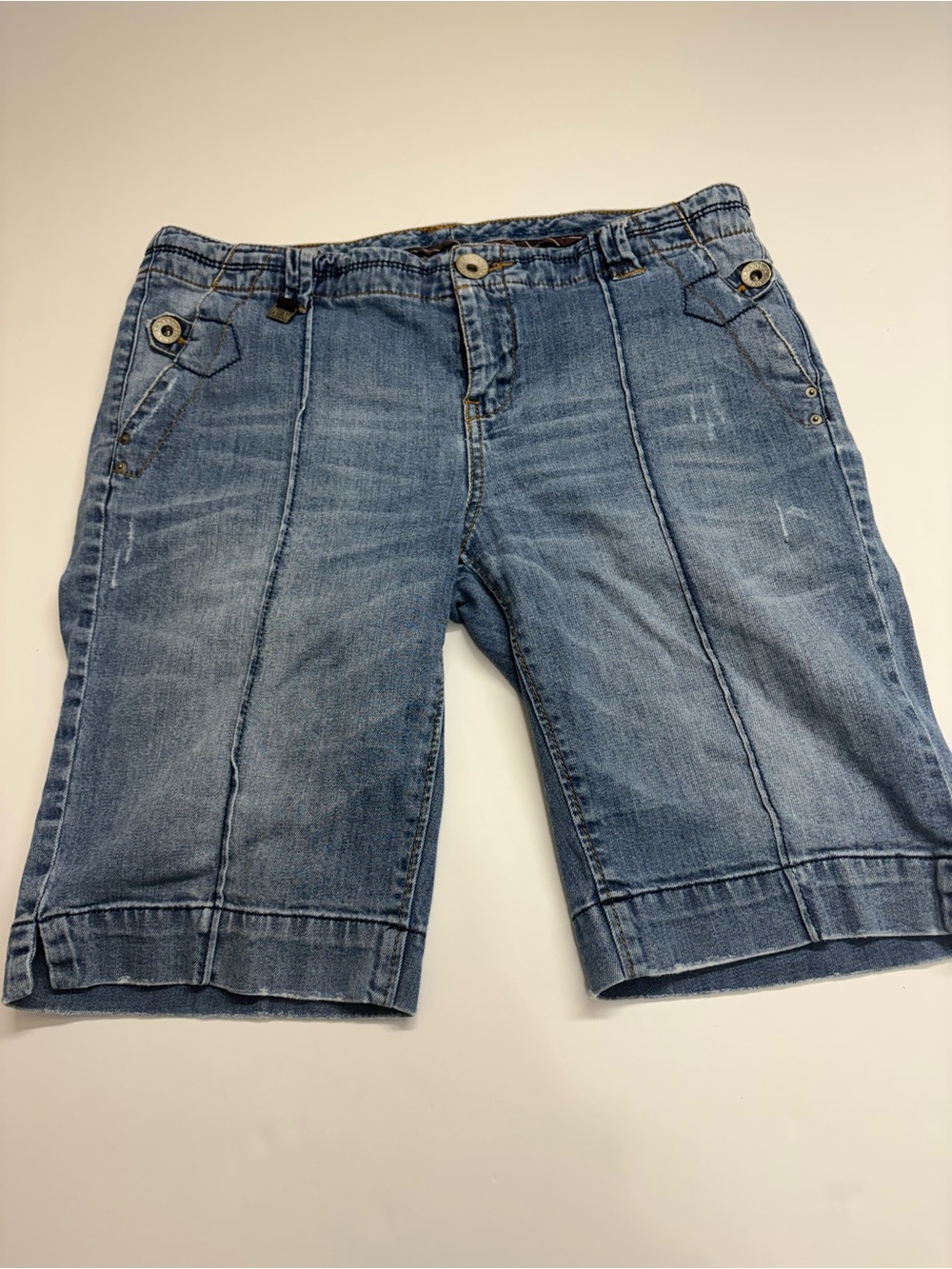 Armani Exchange Light Blue Denim Bermuda Shorts